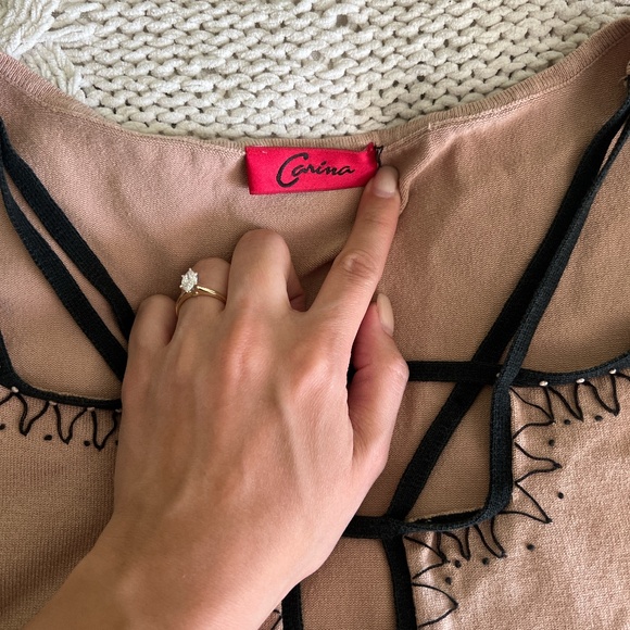 Vintage Y2K Beige Brown and Black Top - Picture 6 of 7